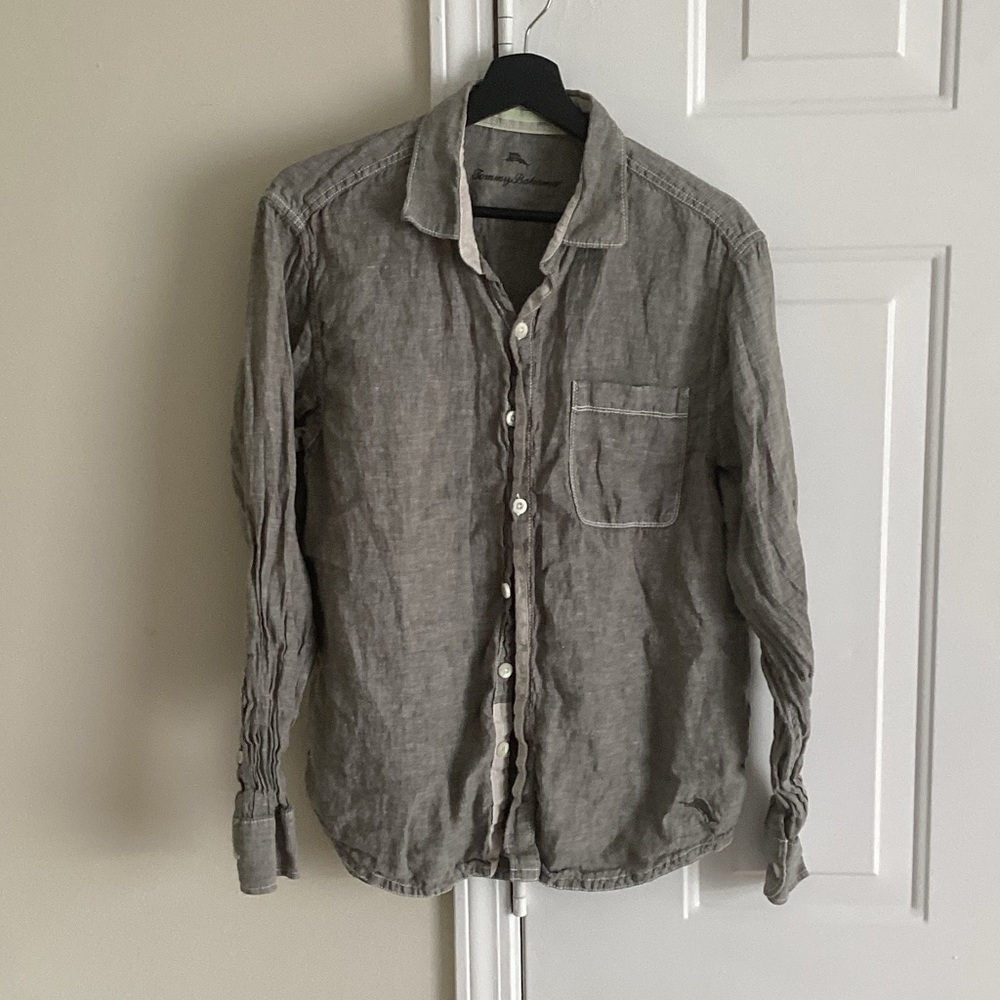 Tommy Bahama Light Gray Casual Button Down Shirt